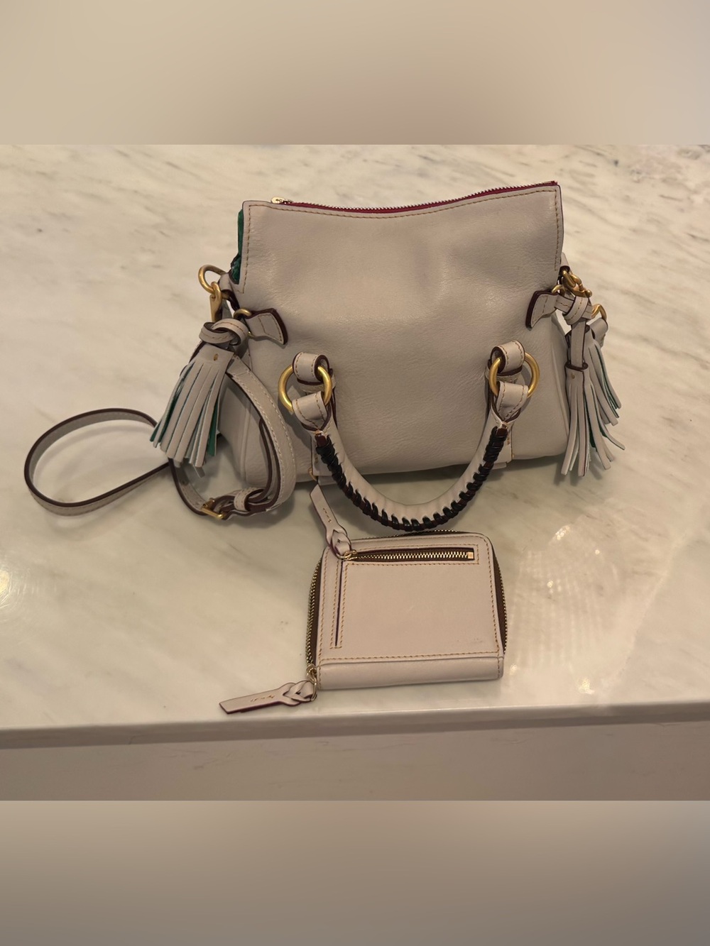 Dooney & Bourke Light Gray Micro Satchel with matching Zip Wallet - Picture 2 of 4